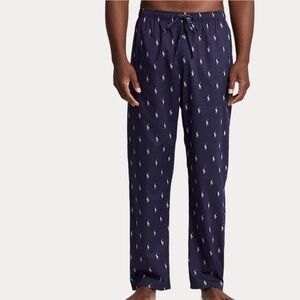 Polo Ralph Lauren Navy Pajama Pants with Pony Logo Pattern